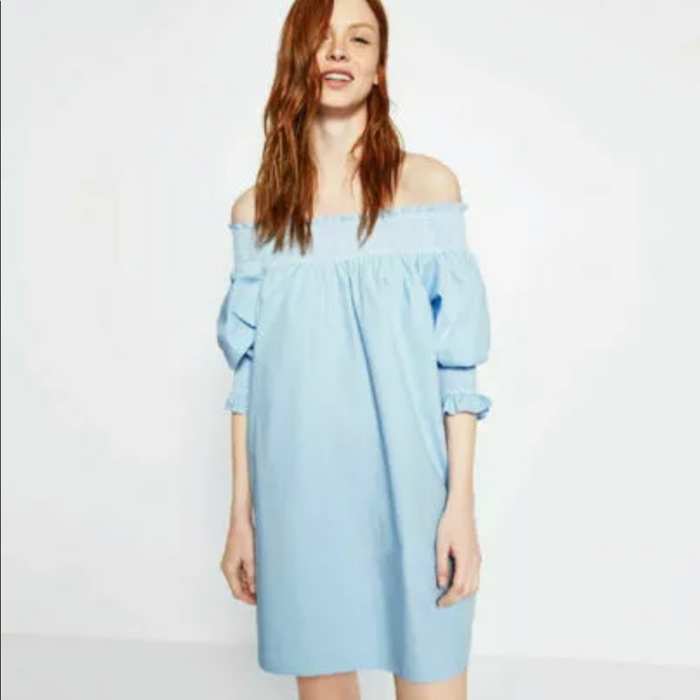 🆕Zara Off Shoulder Poplin Dress